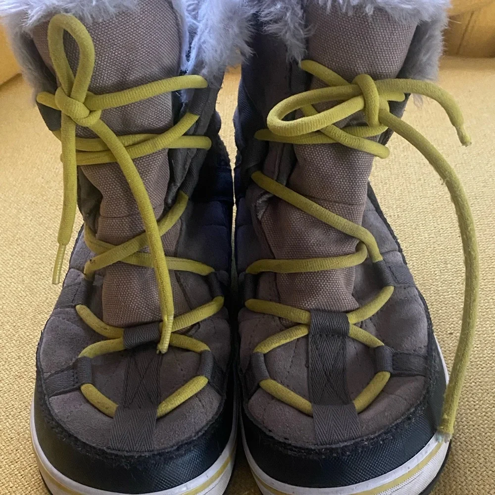 Sorel Kids Gray and Yellow Snow Boots